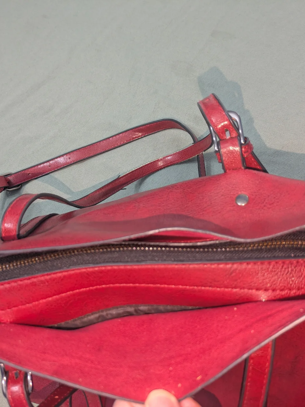 Classic Women's Soft Faux Leather Red Shoulder Tote